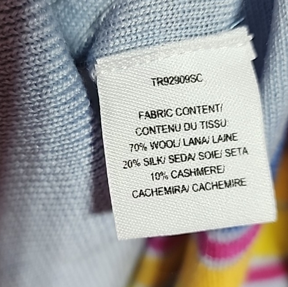 Derek Lam 10 Crosby Cashmere Silk Blend Striped Sweater Blue Size Medium - Picture 5 of 5